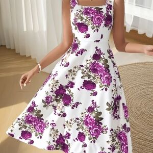 Floral Sleeveless Dress - Purple and White NWOT